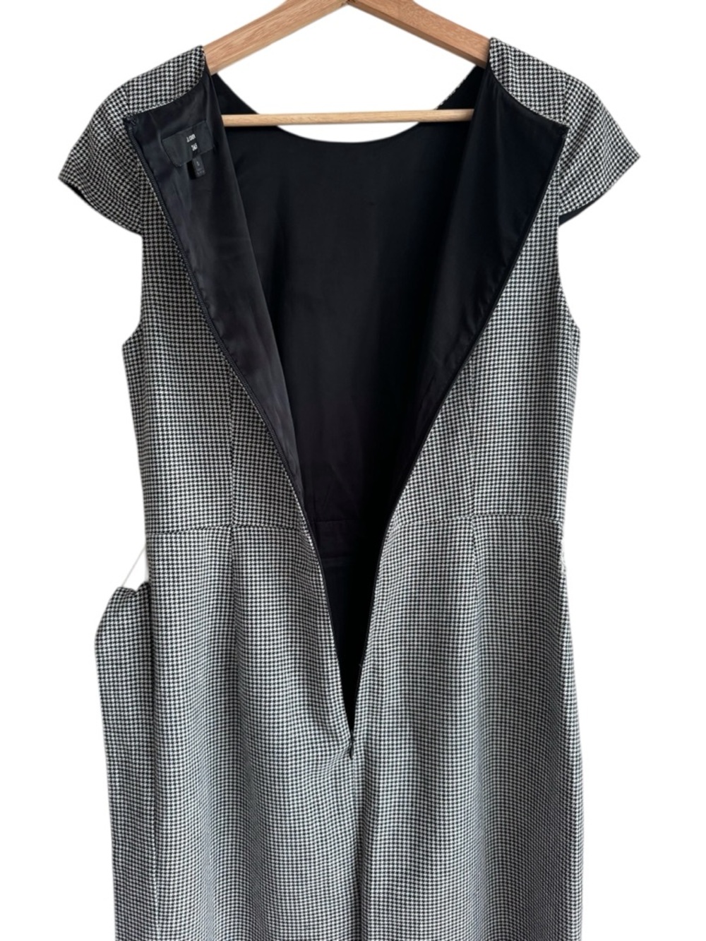 J.Crew Size 6 Houndstooth Linen Blend Sheath Dress Belted Classic Chic - Picture 8 of 16